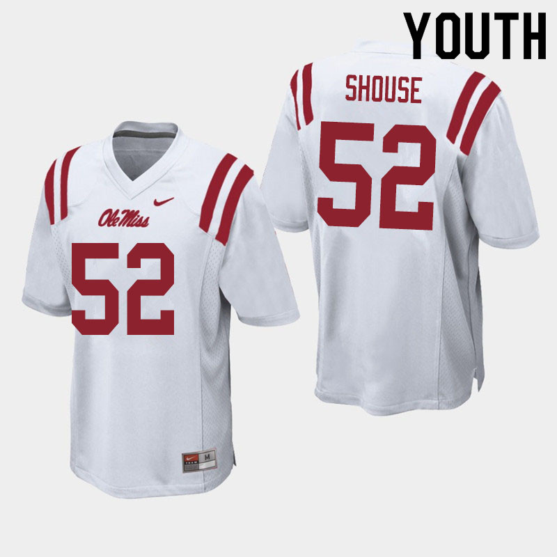 Luke Shouse Ole Miss Rebels NCAA Youth White #52 Stitched Limited College Football Jersey WPP8058LM